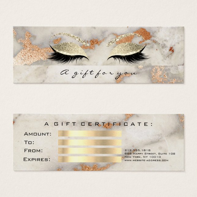 Small Gift Certificate Marble Coral Lash Makeup (Front & Back)