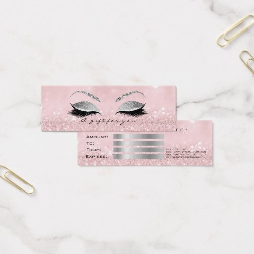Small Gift Certificate Pink Glitter Lash Makeup