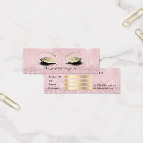 Small Gift Certificate Pink Glitter Lash Makeup1