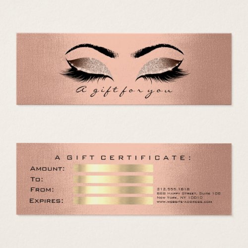 Small Gift Certificate Rose Gold Glam Lash Makeup