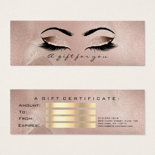 Small Gift Certificate Rose Gold Lash Makeup