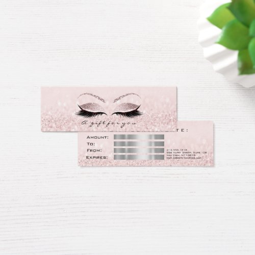 Small Gift Certificate Silver Glitter Lashes Grey