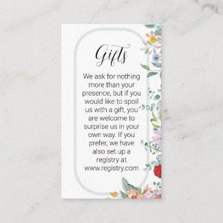 Small Gift Registry Insert Wildflower Wedding