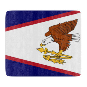 Small glass cutting board flag of American Samoa