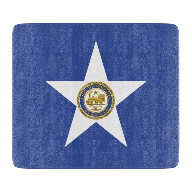 Small glass cutting board- flag of Houston Board (Front)