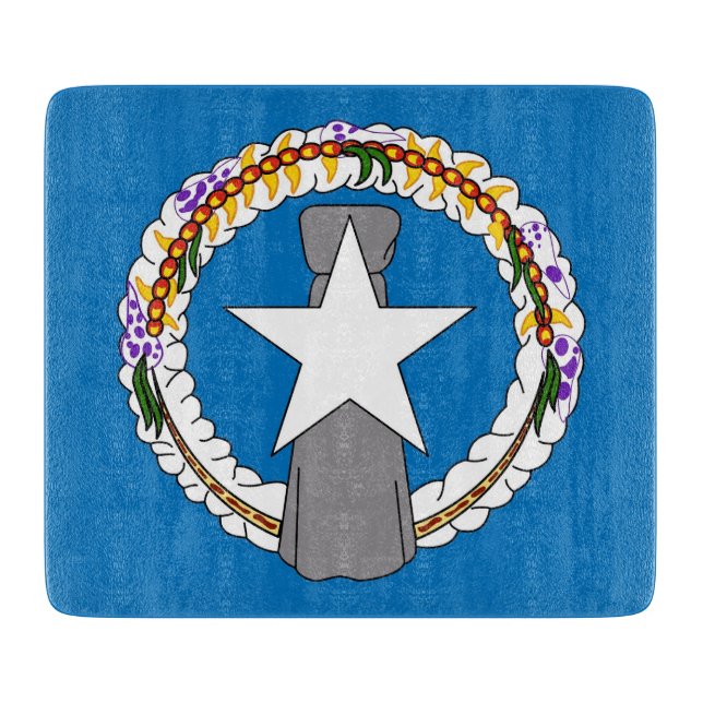 Small glass cutting board Northern Mariana flag (Front)