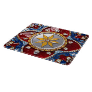 Small glass cutting board with Colombian Colors