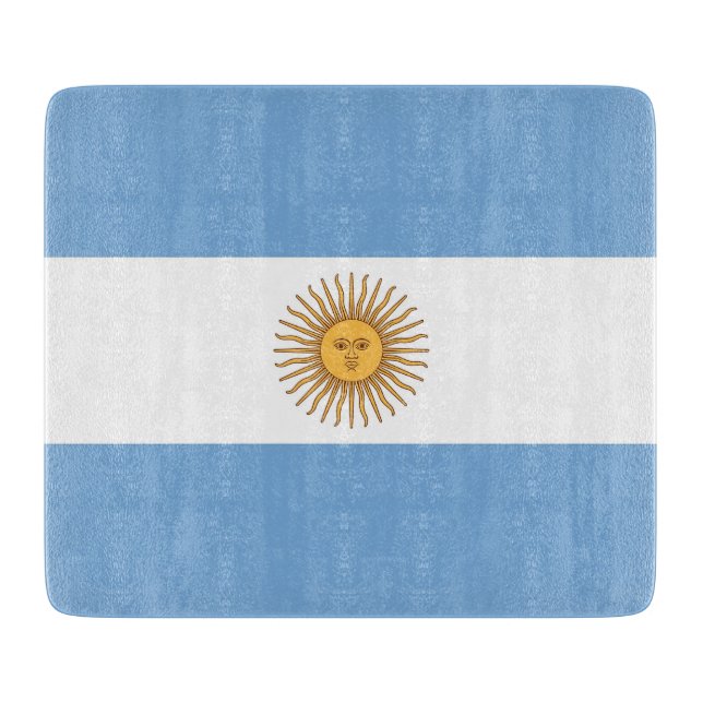 Small glass cutting board with flag of Argentina (Front)