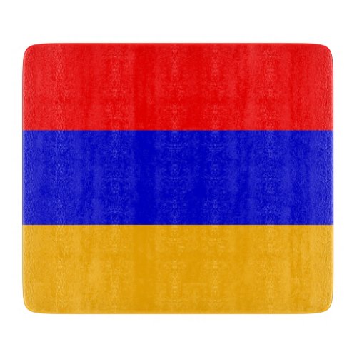 Small glass cutting board with flag of Armenia