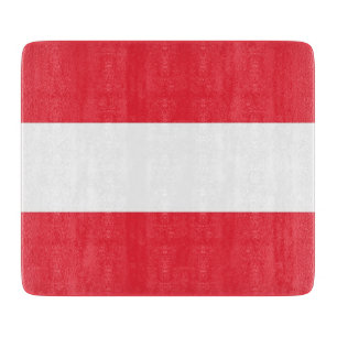Small glass cutting board with flag of Austria