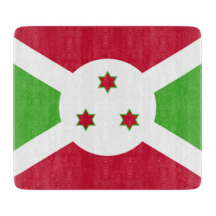 Small glass cutting board with flag of Burundi