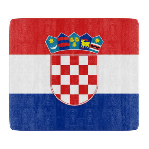 Small glass cutting board with flag of Croatia
