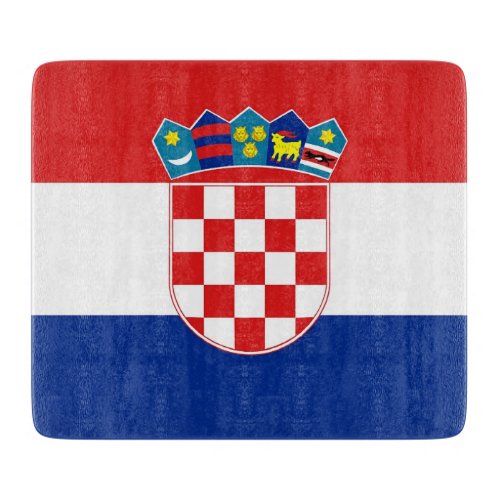 Small glass cutting board with flag of Croatia