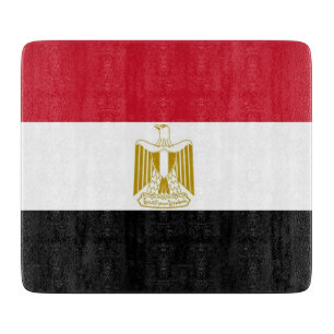 Small glass cutting board with flag of Egypt