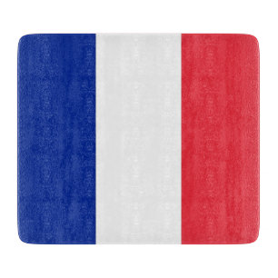 Small glass cutting board with flag of France
