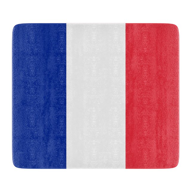 Small glass cutting board with flag of France (Front)