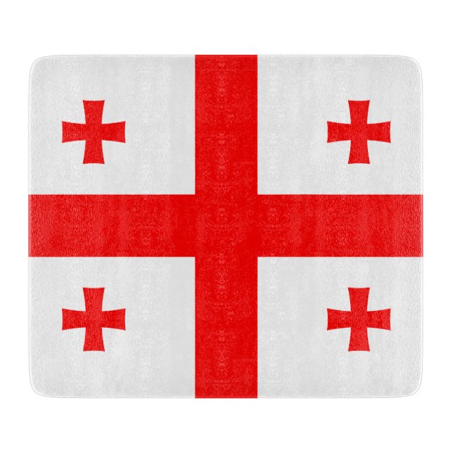 Small glass cutting board with flag of Georgia (Front)