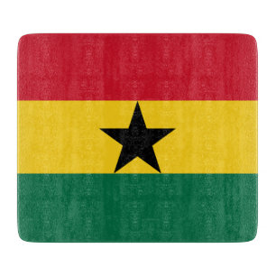 Small glass cutting board with flag of Ghana