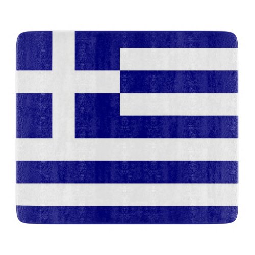 Small glass cutting board with flag of Greece