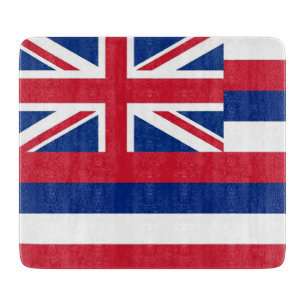 Small glass cutting board with flag of Hawaii