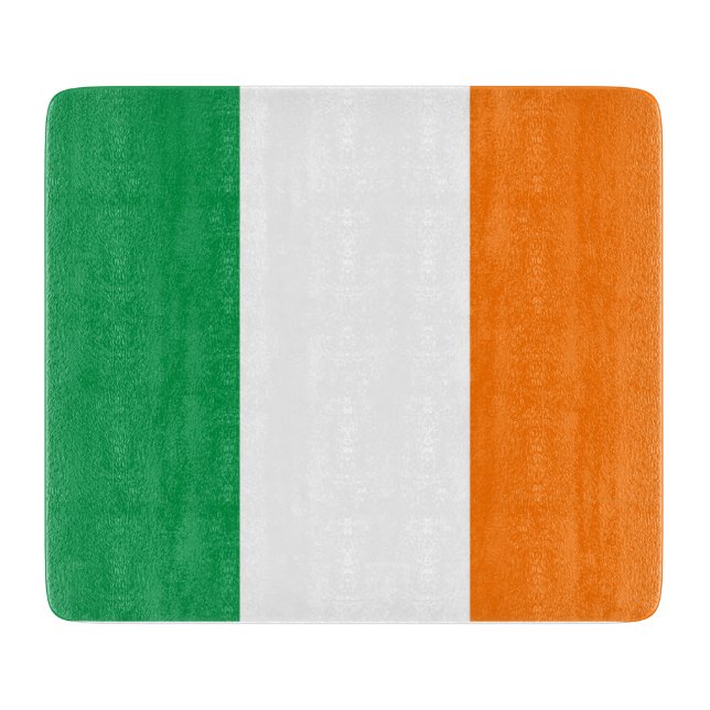 Small glass cutting board with flag of Ireland (Front)