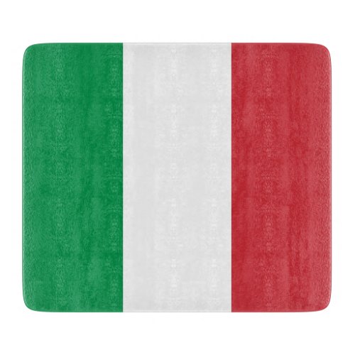 Small glass cutting board with flag of Italy