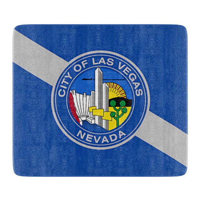 Small glass cutting board with flag of Las Vegas (Front)