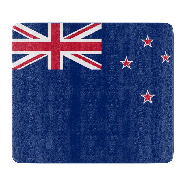 Small glass cutting board with flag of New Zealand (Front)