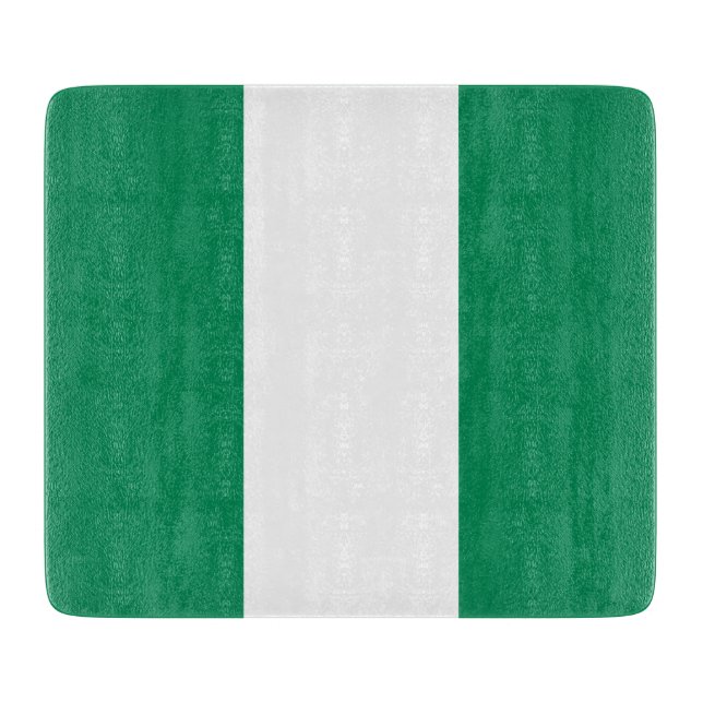 Small glass cutting board with flag of Nigeria (Front)