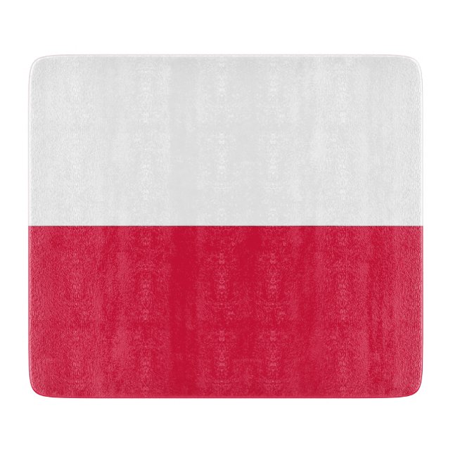 Small glass cutting board with flag of Poland (Front)