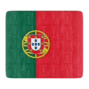 Small glass cutting board with flag of Portugal