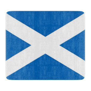 Small glass cutting board with flag of Scotland