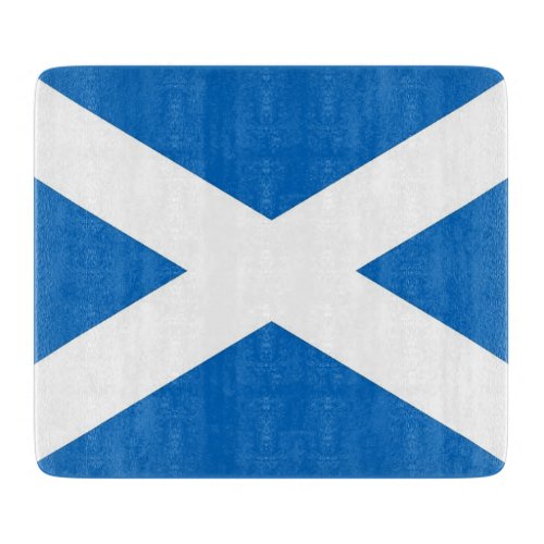 Small glass cutting board with flag of Scotland