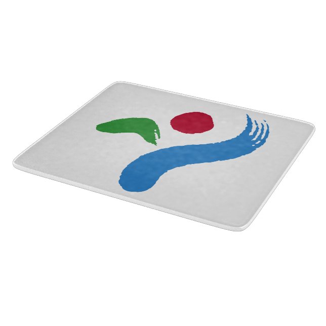 Small glass cutting board with flag of Seoul (Corner)