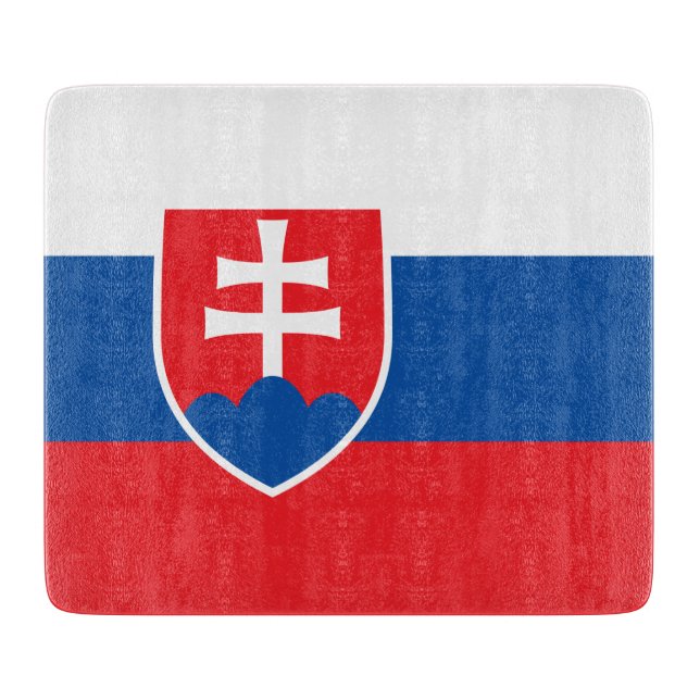 Small glass cutting board with flag of Slovakia (Front)