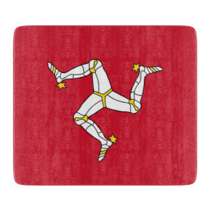 Small glass cutting board with Isle of Man flag