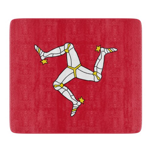 Small glass cutting board with Isle of Man flag