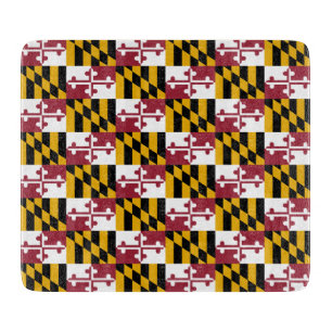 Small glass cutting board with Maryland flag