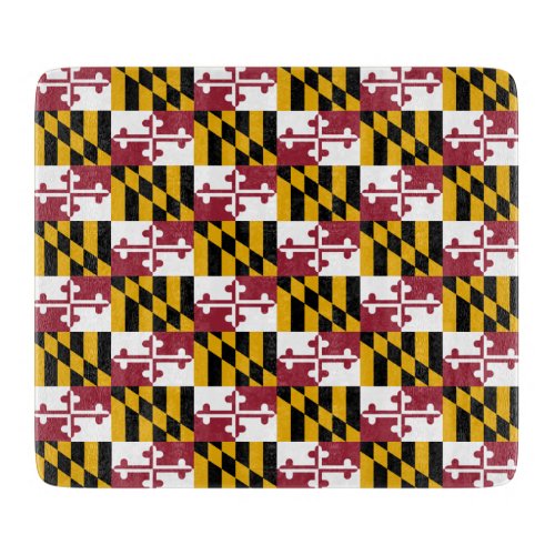 Small glass cutting board with Maryland flag