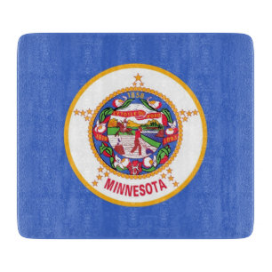 Small glass cutting board with Minnesota flag