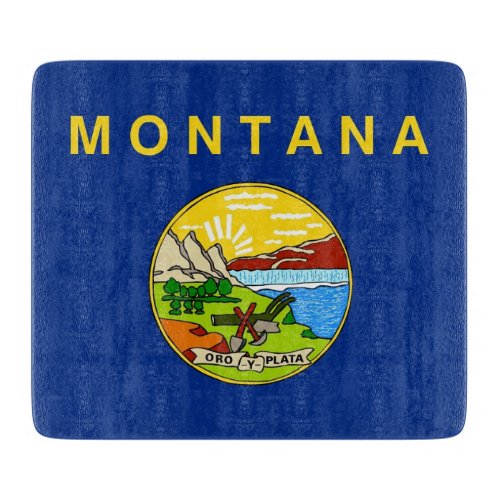 Small glass cutting board with Montana flag