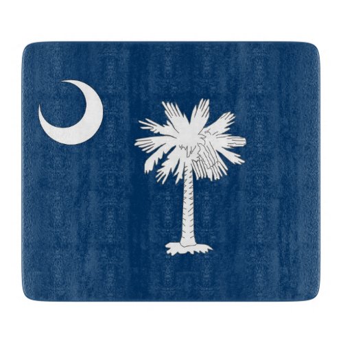 Small glass cutting board with South Carolina flag