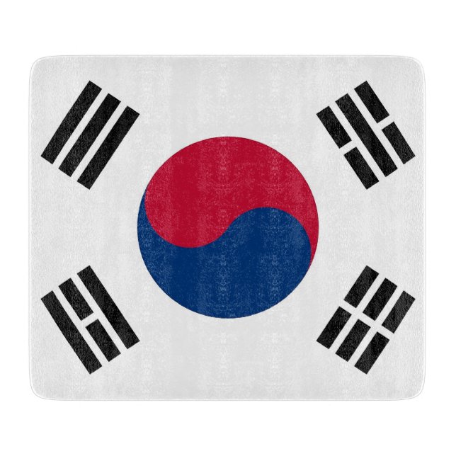 Small glass cutting board with South Korea flag (Front)