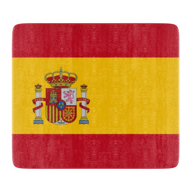 Small glass cutting board with Spain flag (Front)