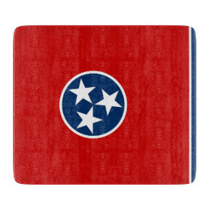 Small glass cutting board with Tennessee flag