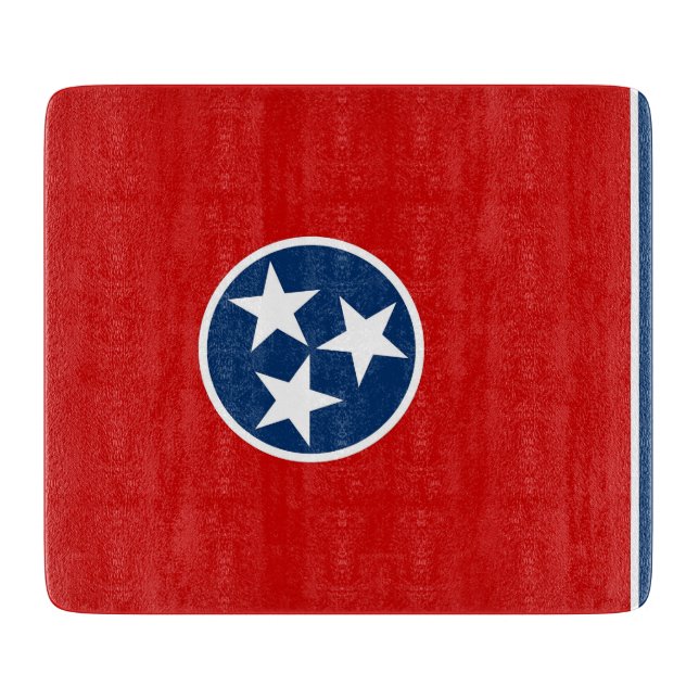 Small glass cutting board with Tennessee flag (Front)