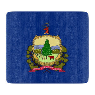 Small glass cutting board with Vermont flag