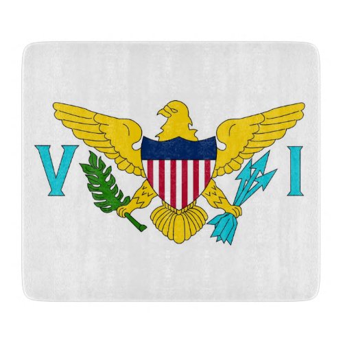 Small glass cutting board with Virgin Islands flag