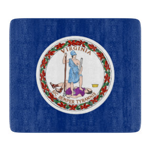 Small glass cutting board with Virginia flag