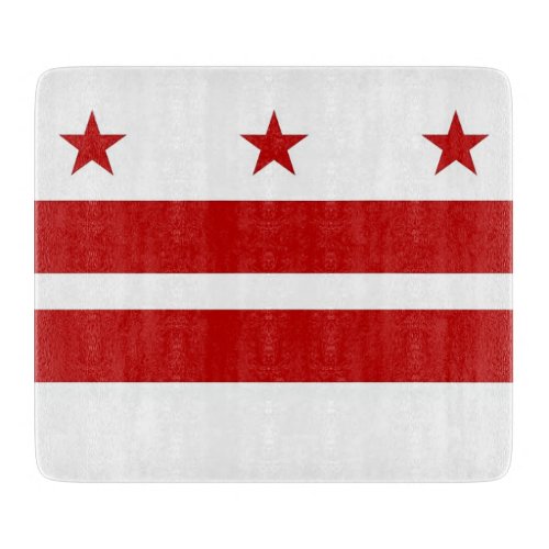 Small glass cutting board with Washington DC flag